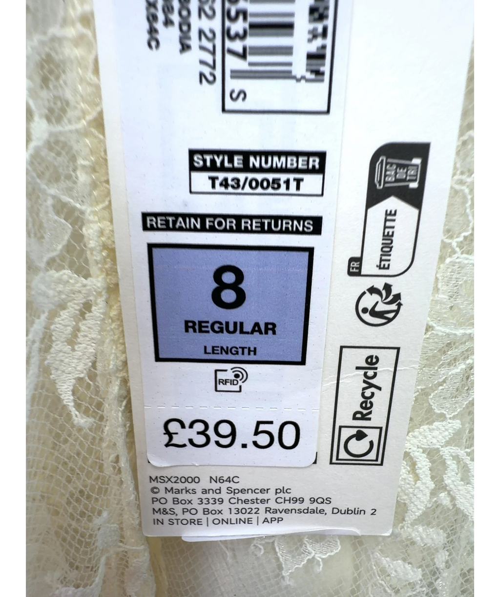M&S Cream Colour, size UK 8 — care label
