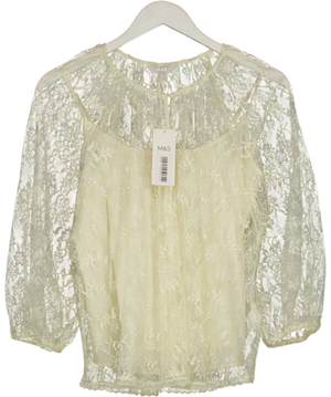 M&S Cream Sheer Lace Blouse UK 8