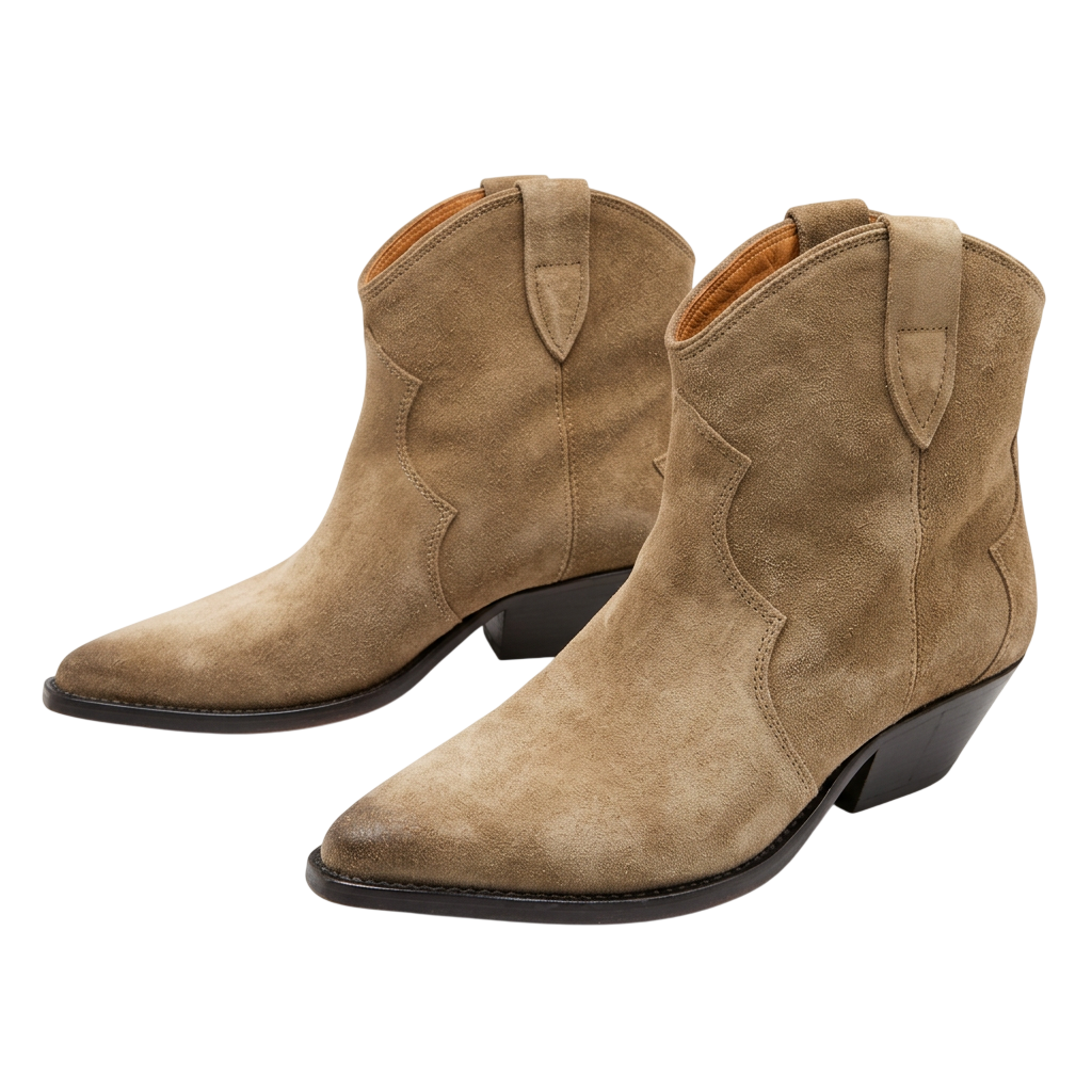 Isabel Marant Beige Duerto Suede Western Ankle Boots UK 4 EU 37