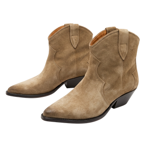 Isabel Marant Beige Duerto Suede Western Ankle Boots UK 4 EU 37