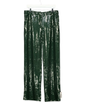 TOPSHOP Green TOPSHOP Green All-Over Sequin Straight Leg Trousers, size UK 16 — front