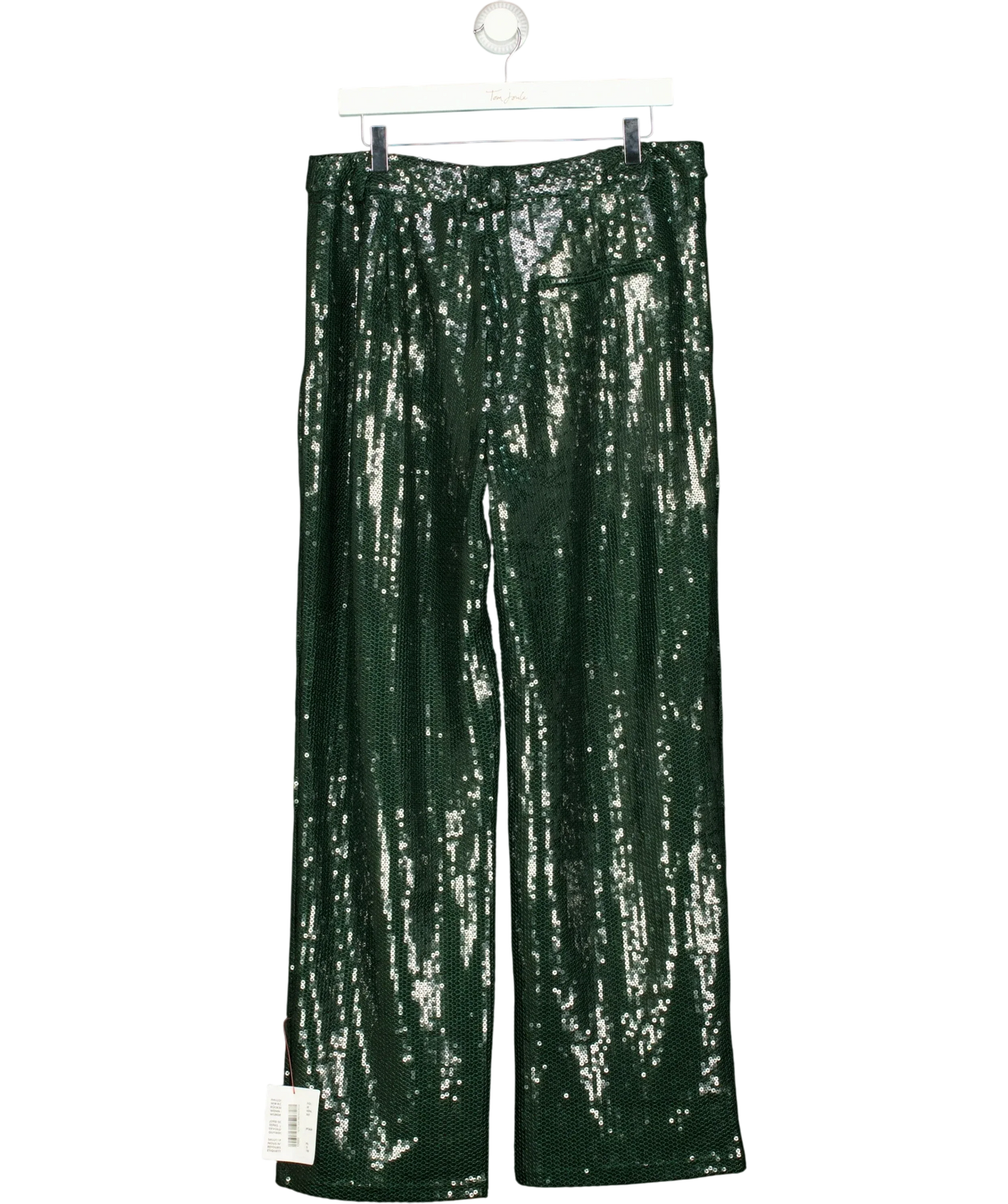 TOPSHOP Green TOPSHOP Green All-Over Sequin Straight Leg Trousers, size UK 16 — back