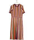 LOVE & ROSES Multicoloured Multicoloured Striped Short Sleeve Knitted Midi Dress, size UK 22 — front