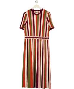 LOVE & ROSES Multicoloured Multicoloured Striped Short Sleeve Knitted Midi Dress, size UK 22 — front