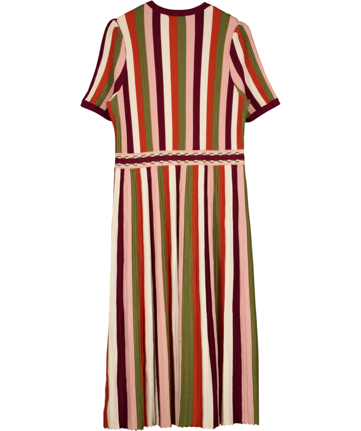 LOVE & ROSES Multicoloured Multicoloured Striped Short Sleeve Knitted Midi Dress, size UK 22 — back