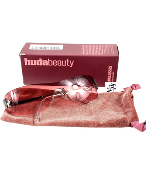 Huda Beauty Pink And Metallic Rimless Sunglasses