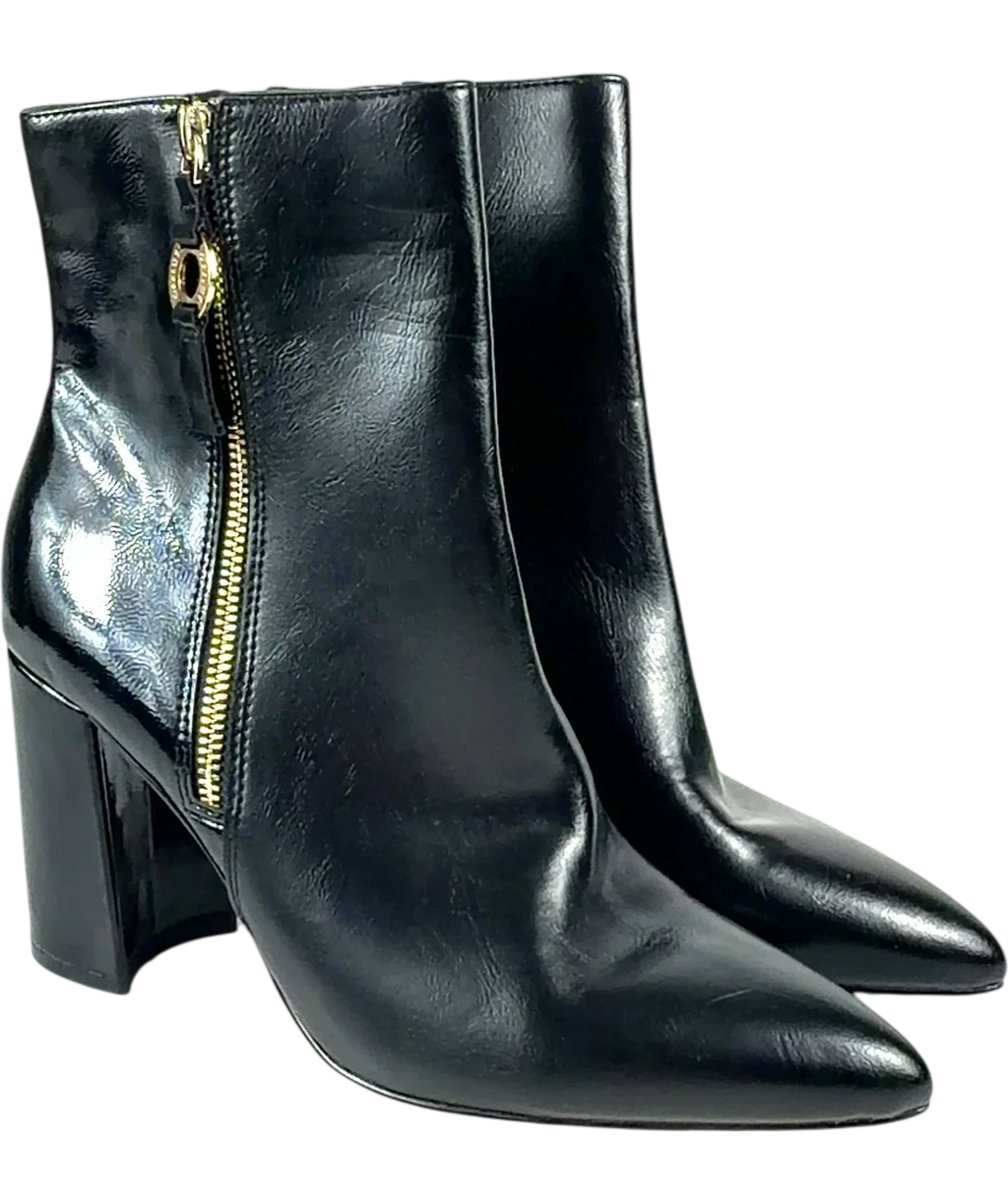 Office Black pointed-toe block-heel ankle boots, size UK 7 EU 40 👠 — front