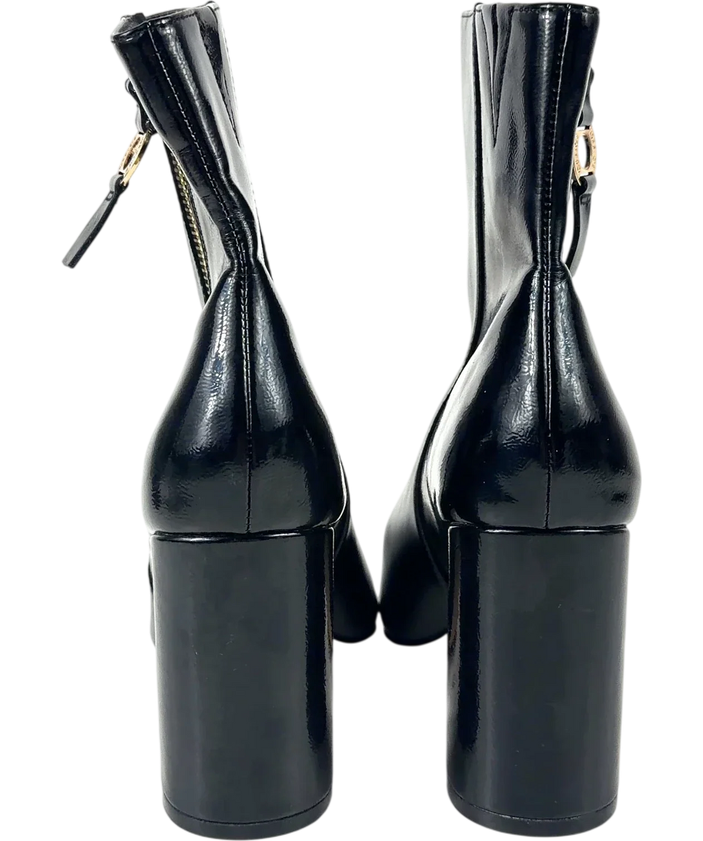 Office Black pointed-toe block-heel ankle boots, size UK 7 EU 40 👠 — back