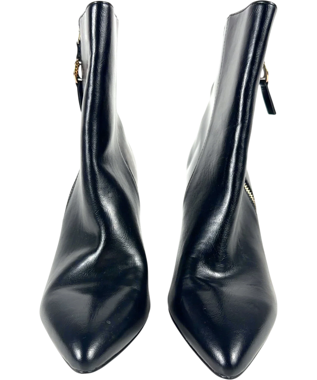 Office Black pointed-toe block-heel ankle boots, size UK 7 EU 40 👠 — detail