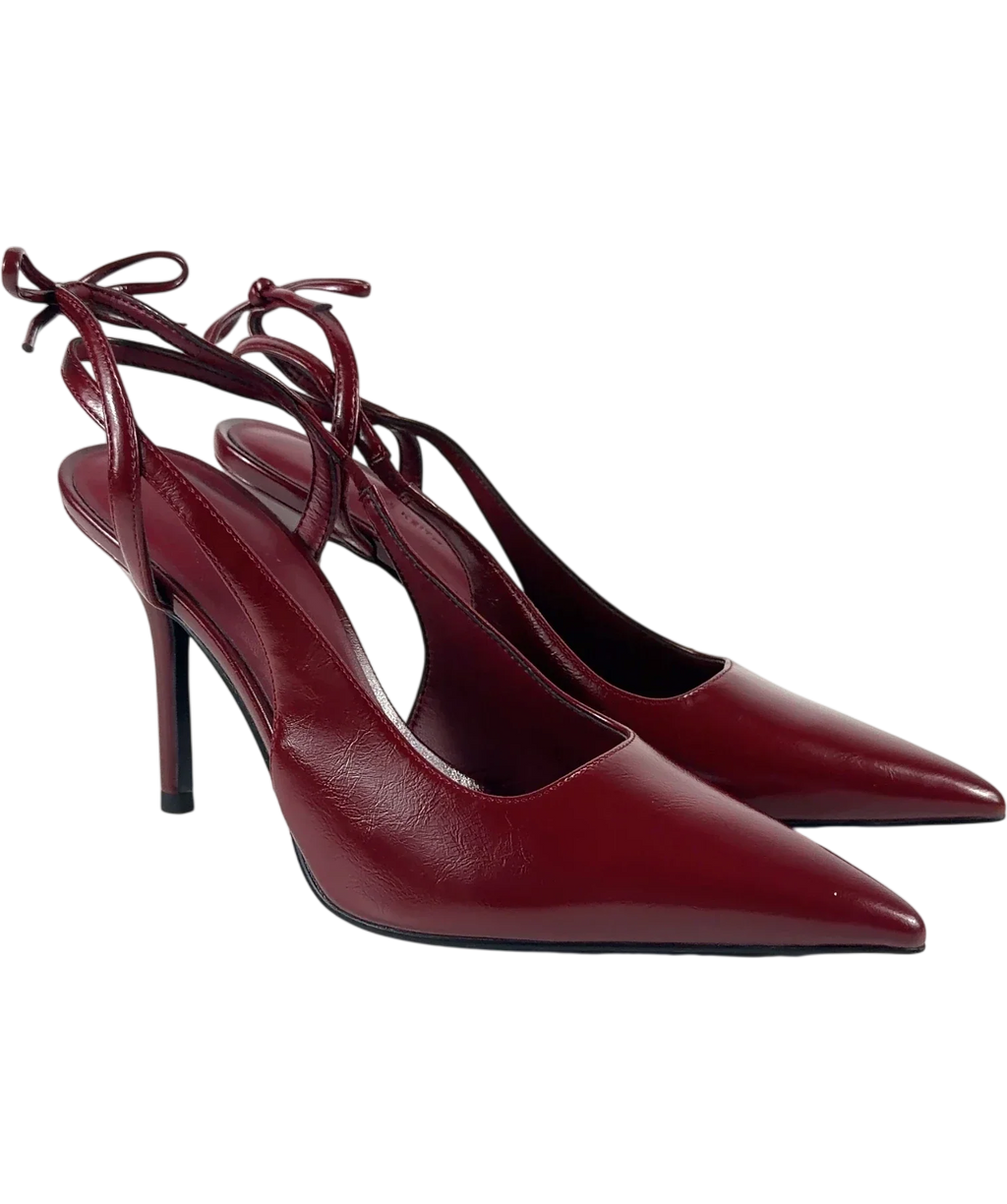 Charles & Keith burgundy Back-Bow Slingback Pumps, size UK 7 EU 40 👠 — front