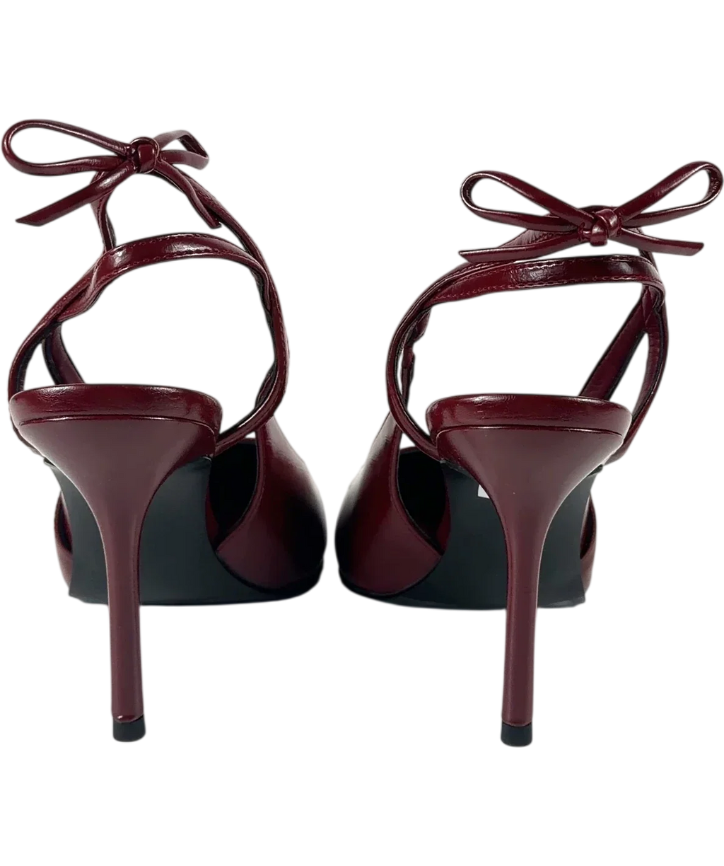 Charles & Keith burgundy Back-Bow Slingback Pumps, size UK 7 EU 40 👠 — back