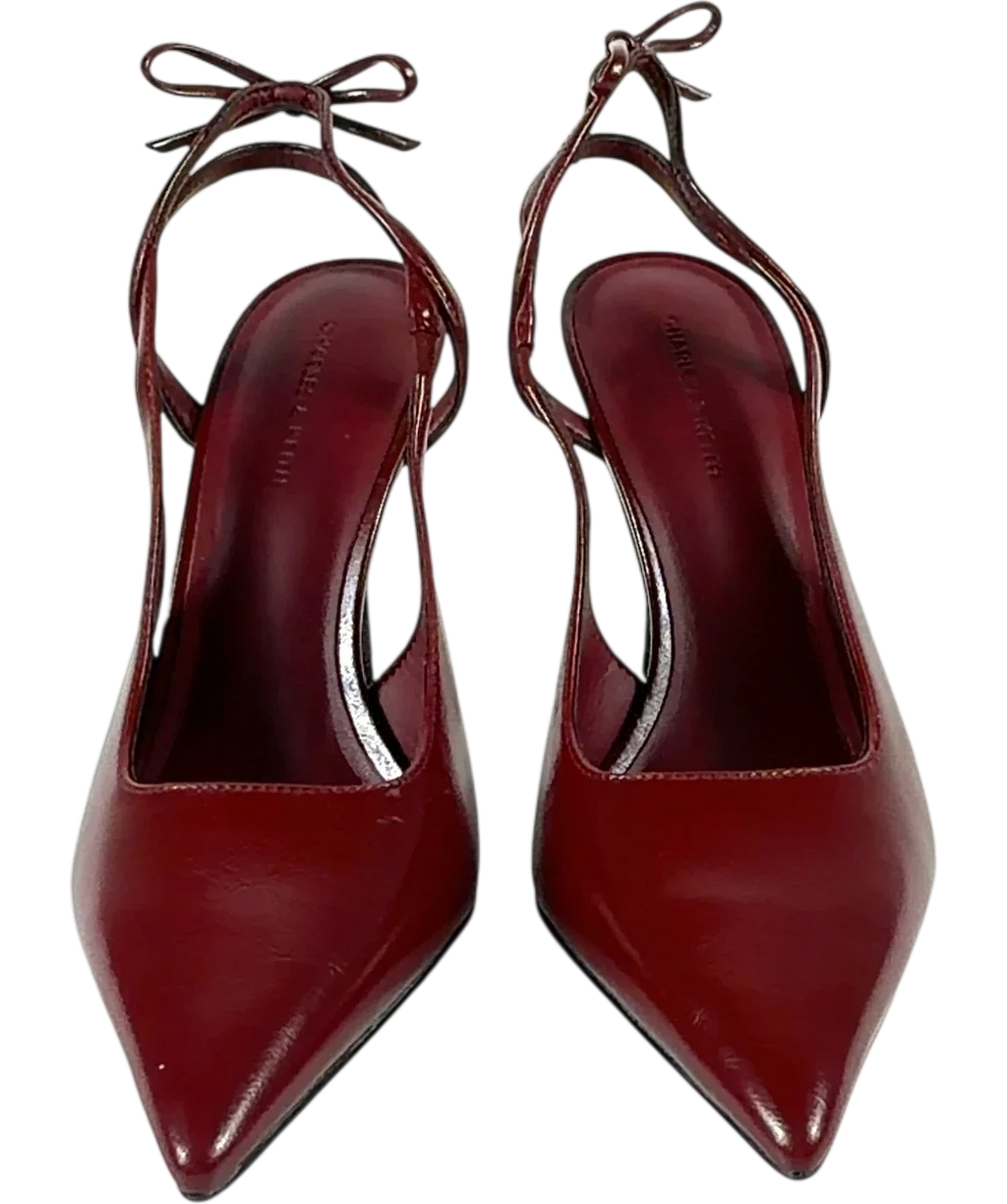 Charles & Keith burgundy Back-Bow Slingback Pumps, size UK 7 EU 40 👠 — detail
