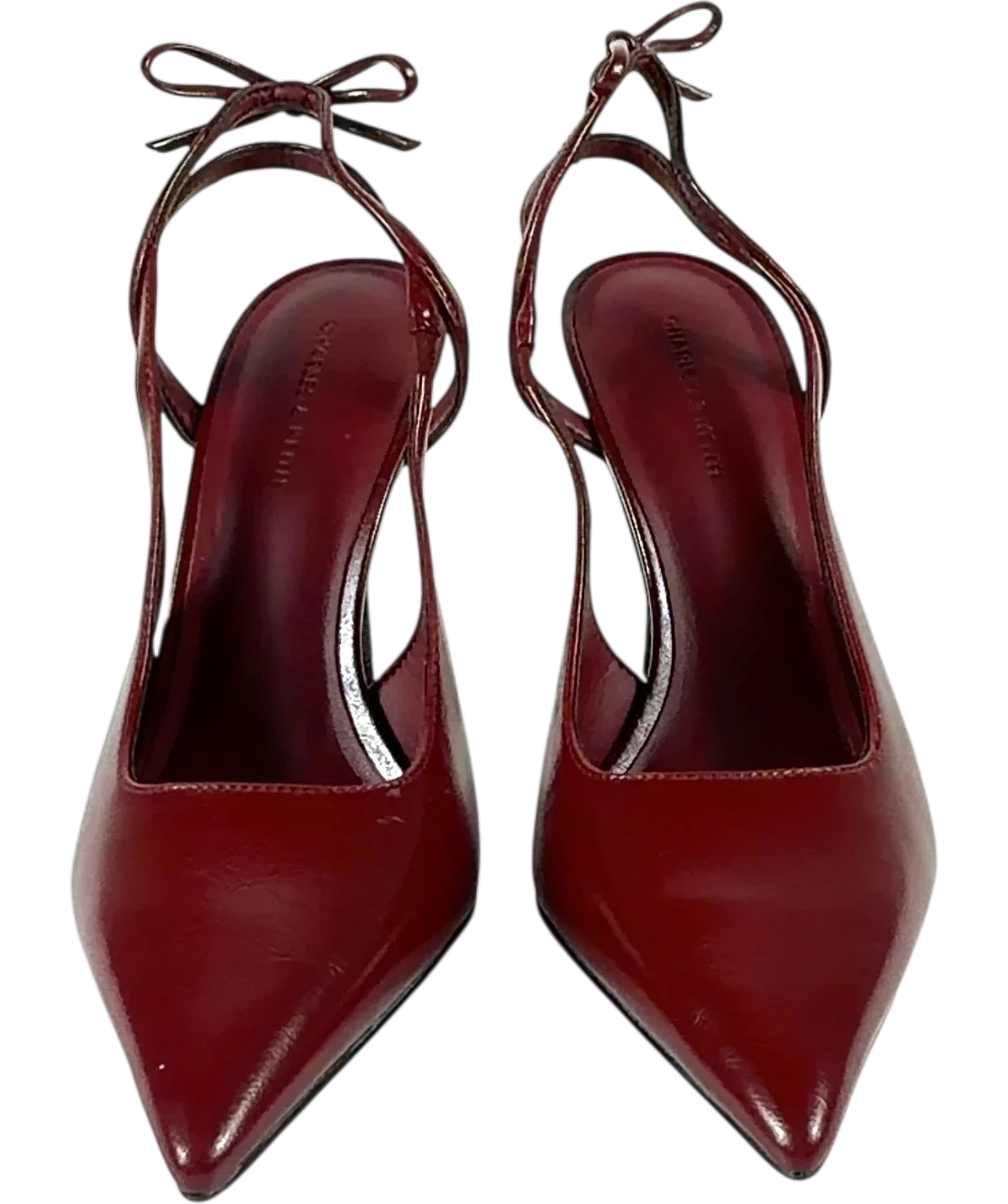 Charles & Keith burgundy Back-Bow Slingback Pumps, size UK 7 EU 40 👠 — detail