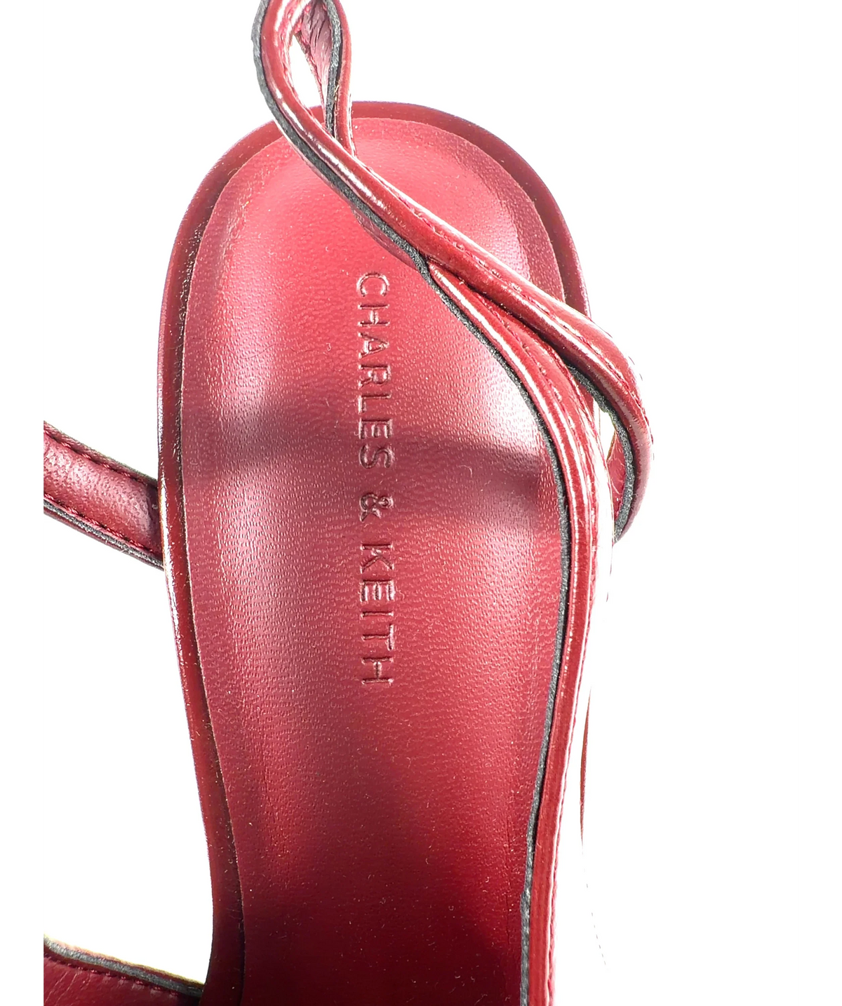 Charles & Keith burgundy Back-Bow Slingback Pumps, size UK 7 EU 40 👠 — care label