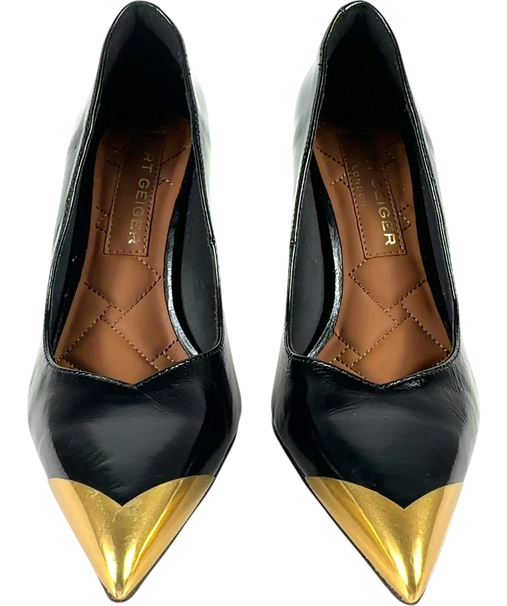 Kurt Geiger Black black patent court heels, size UK 7 EU 40 👠 — detail