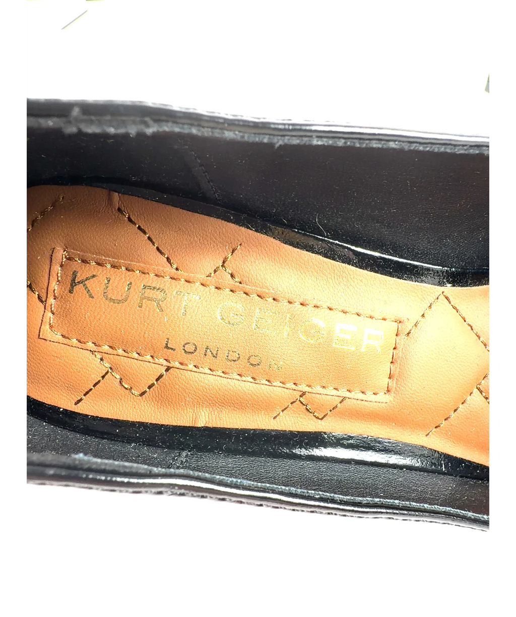 Kurt Geiger Black black patent court heels, size UK 7 EU 40 👠 — care label