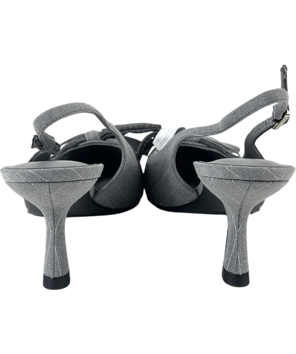 Charles & Keith Grey Striped Knot-Bow Pointed Slingback Pumps, size UK 7 EU 40 👠 — back