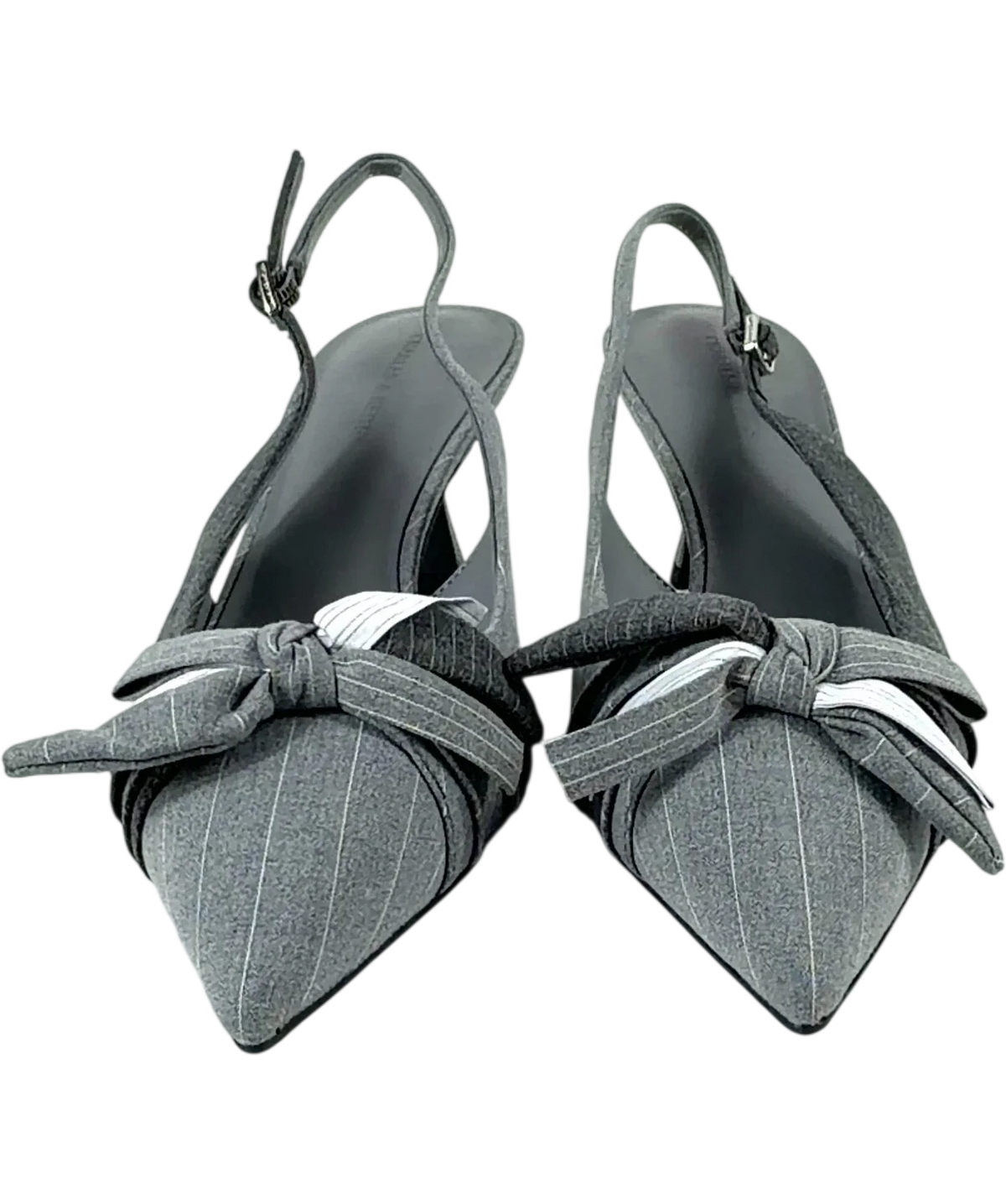 Charles & Keith Grey Striped Knot-Bow Pointed Slingback Pumps, size UK 7 EU 40 👠 — detail