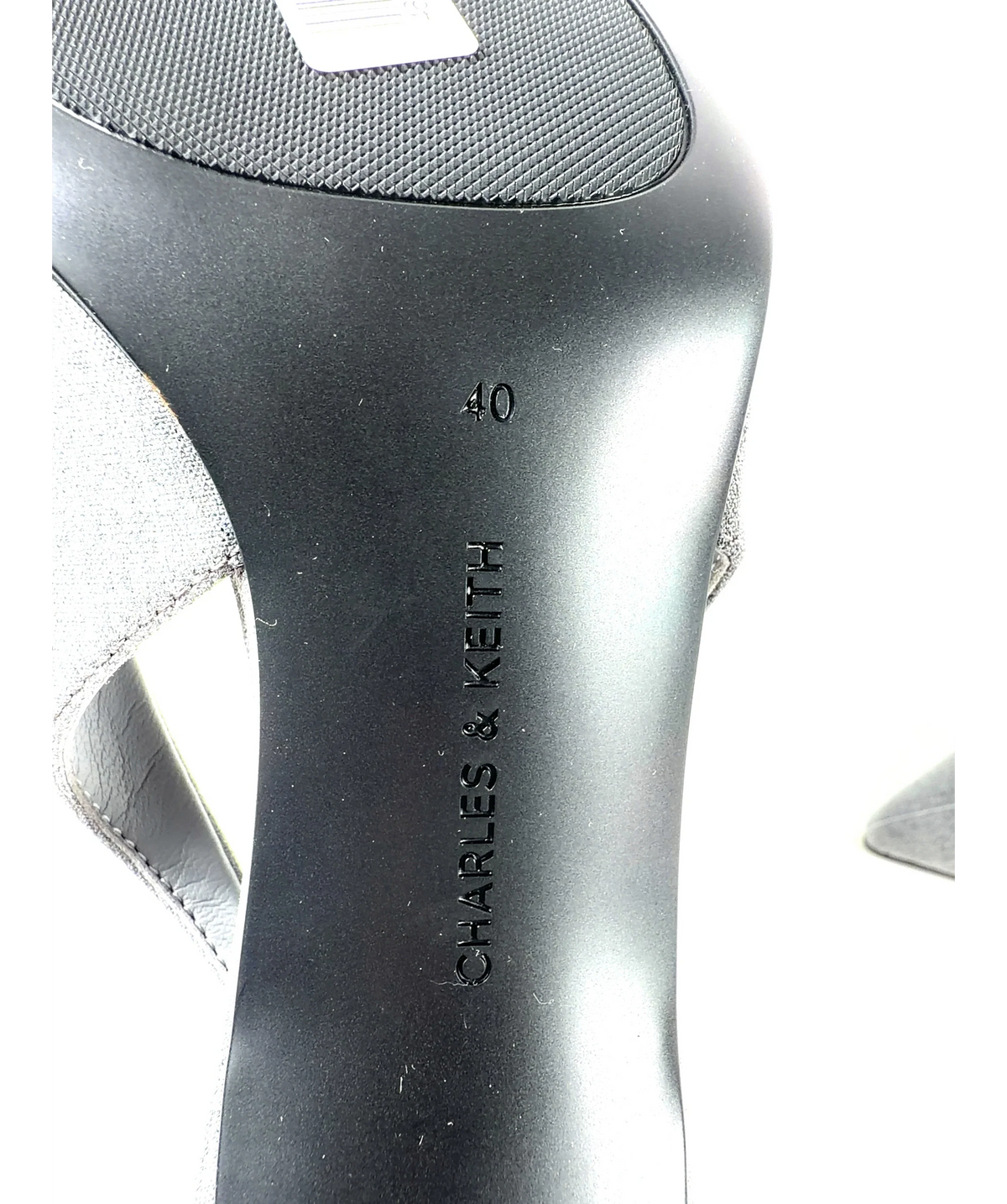 Charles & Keith Grey Striped Knot-Bow Pointed Slingback Pumps, size UK 7 EU 40 👠 — care label