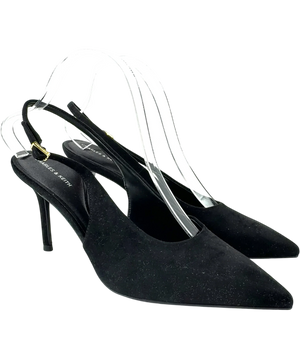 Charles & Keith Black Pointed Slingback Heels EU 40