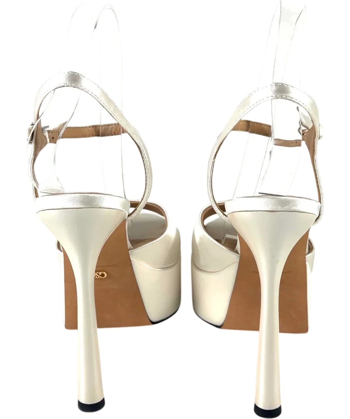 Charles & Keith White Francesca Peep-Toe Platform Heels, size UK 6 EU 39 👠 — back