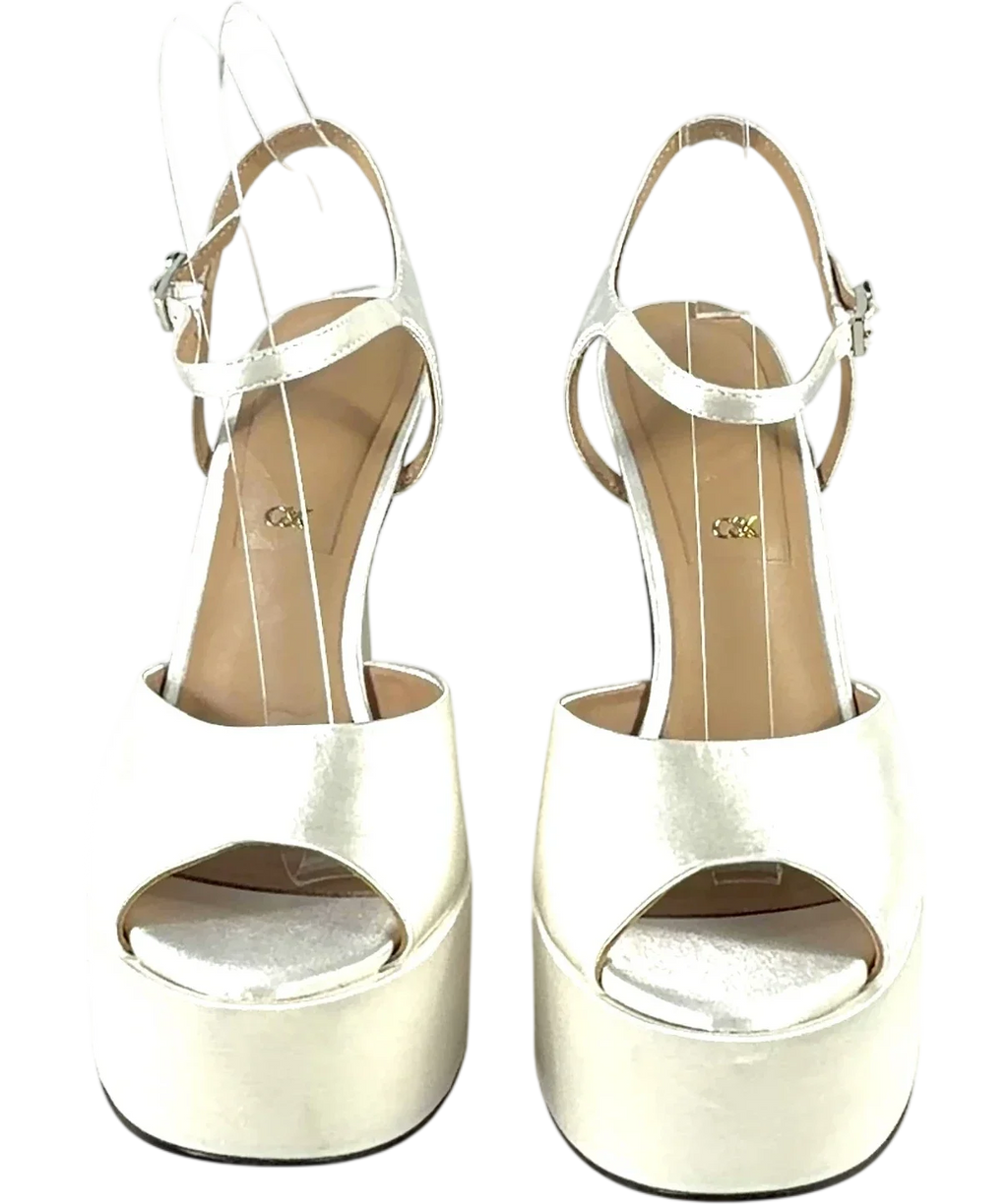Charles & Keith White Francesca Peep-Toe Platform Heels, size UK 6 EU 39 👠 — detail
