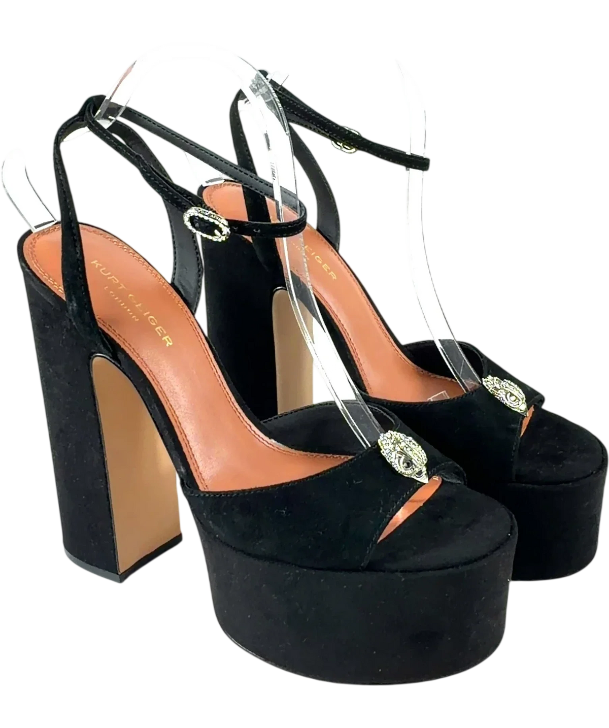 Kurt Geiger Black Belgravia Platform Slingback, size UK 7 EU 40 👠 — front
