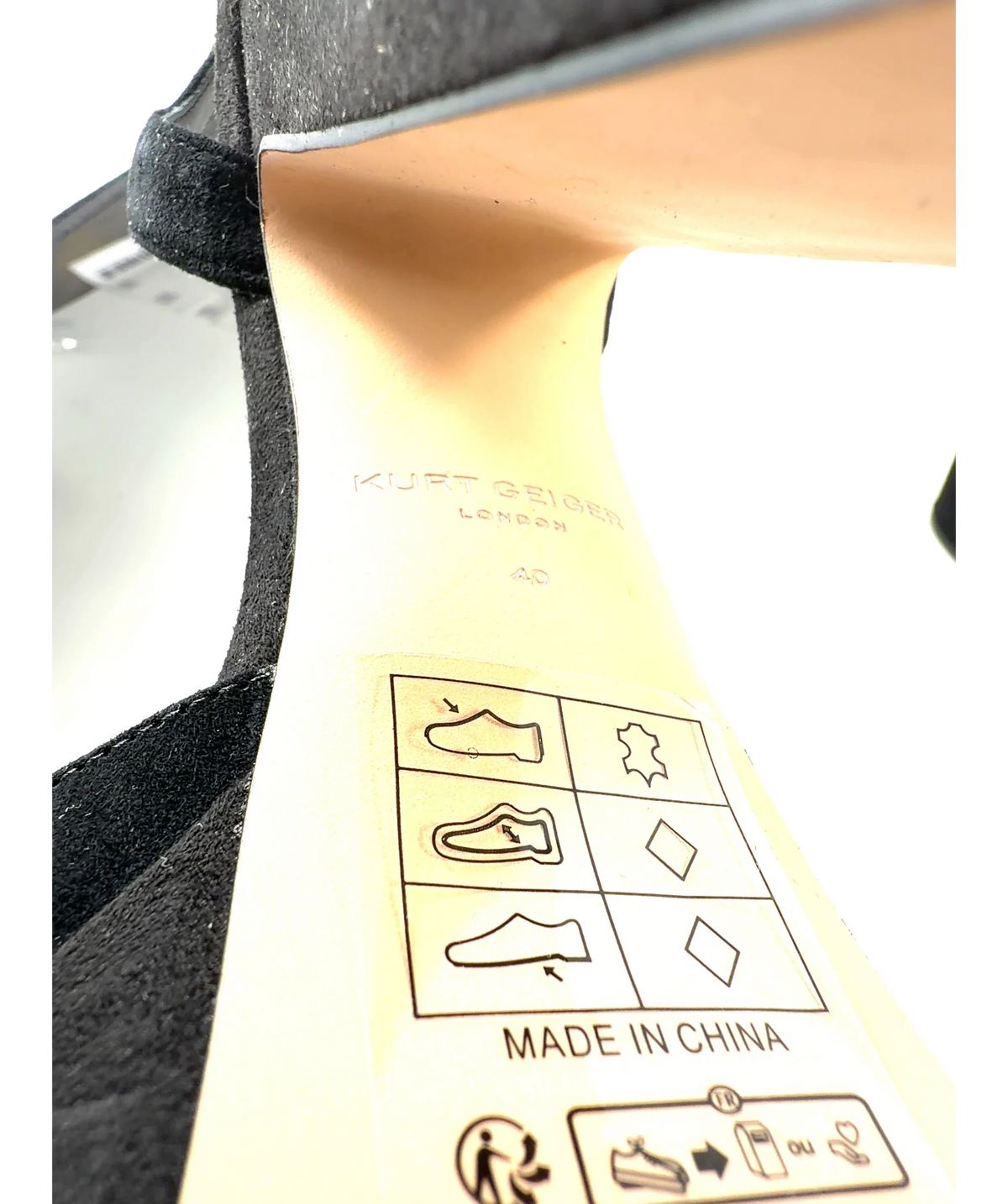 Kurt Geiger Black Belgravia Platform Slingback, size UK 7 EU 40 👠 — fabric detail