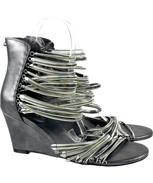 Jaded London Oxara Snakechain Heeled Wedge Sandal Grey UK 7