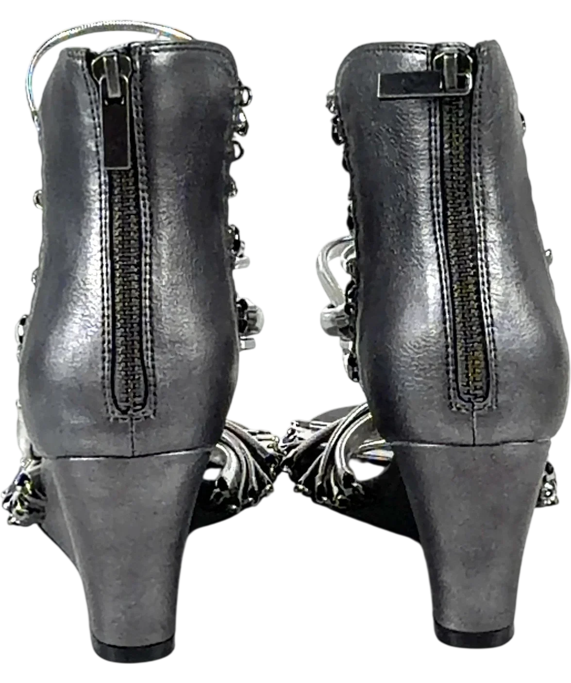 Jaded London silver Oxara Snakechain Heeled Wedge Sandal, size UK 7 EU 40 👠 — back