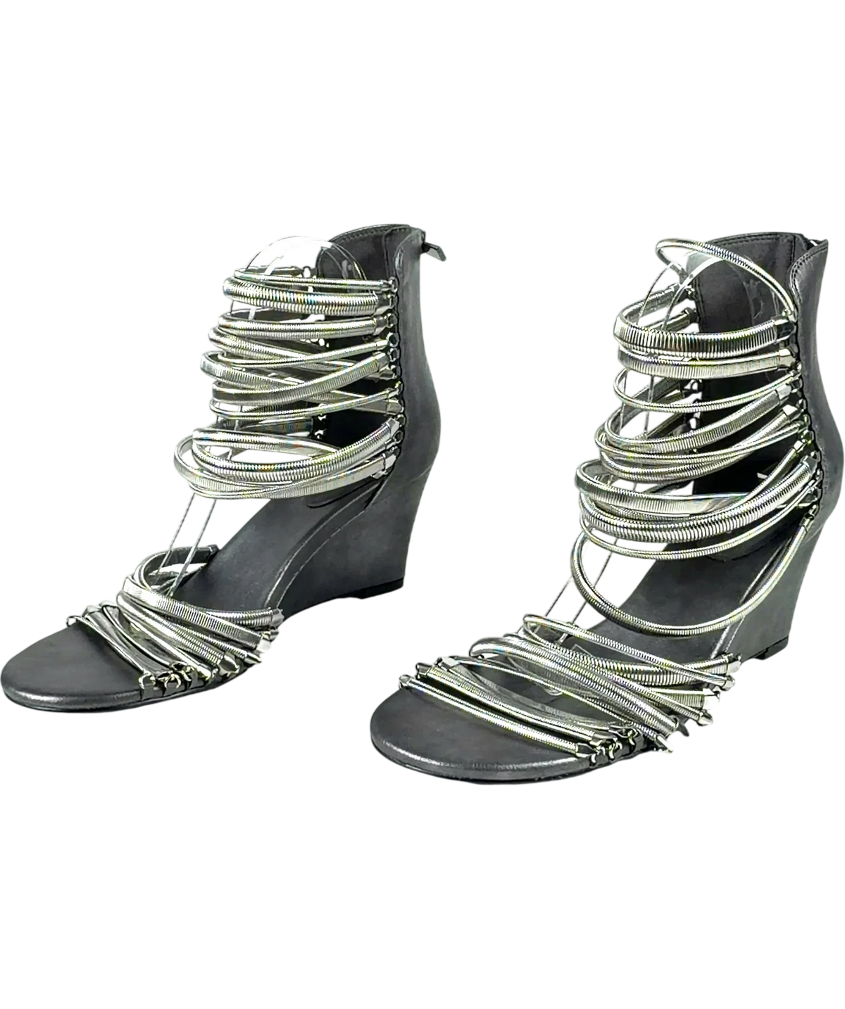 Jaded London silver Oxara Snakechain Heeled Wedge Sandal, size UK 7 EU 40 👠 — label