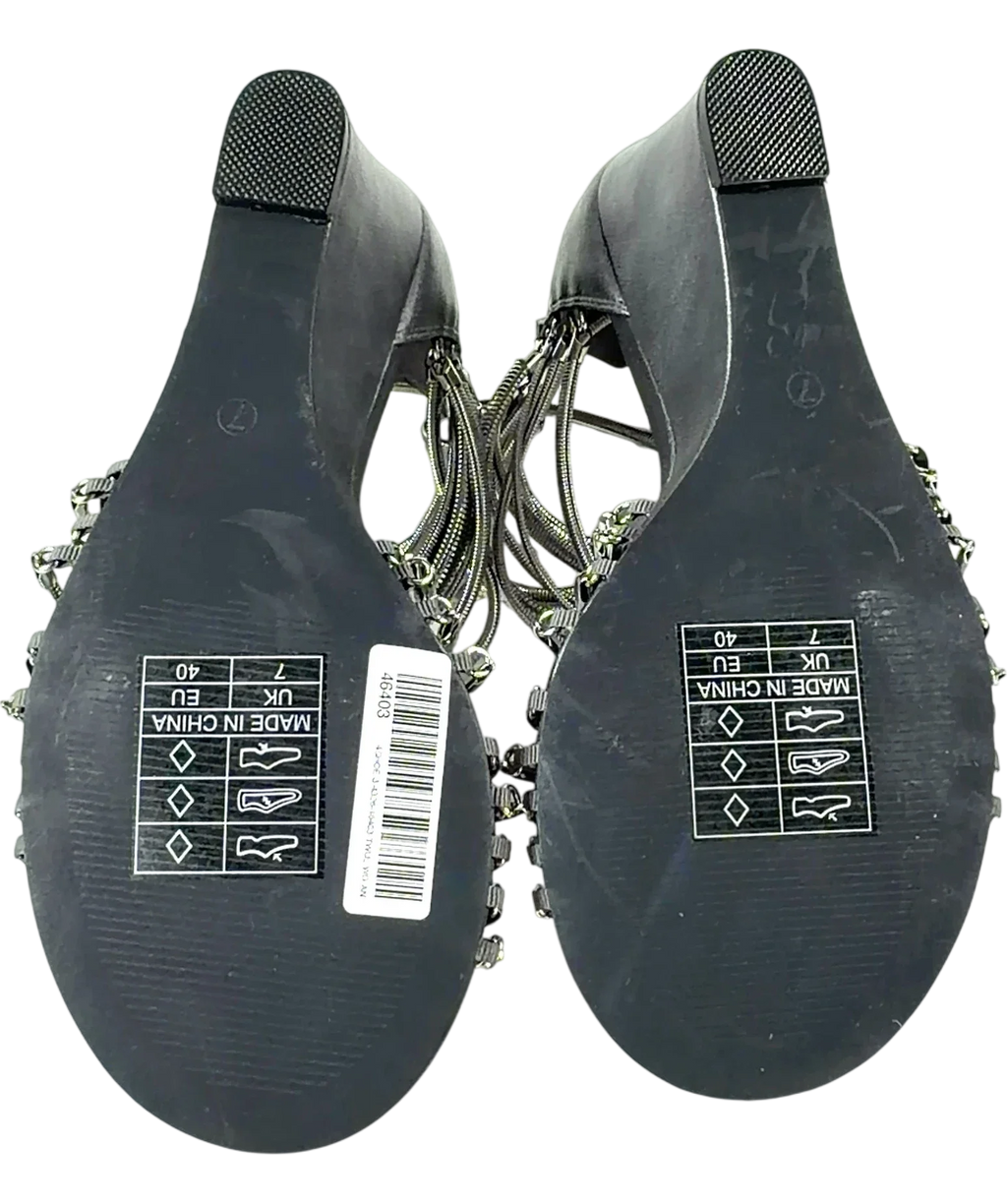 Jaded London silver Oxara Snakechain Heeled Wedge Sandal, size UK 7 EU 40 👠 — view 8
