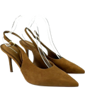 Charles & Keith Brown pointed slingback heels, size UK 7 EU 40 👠 — front