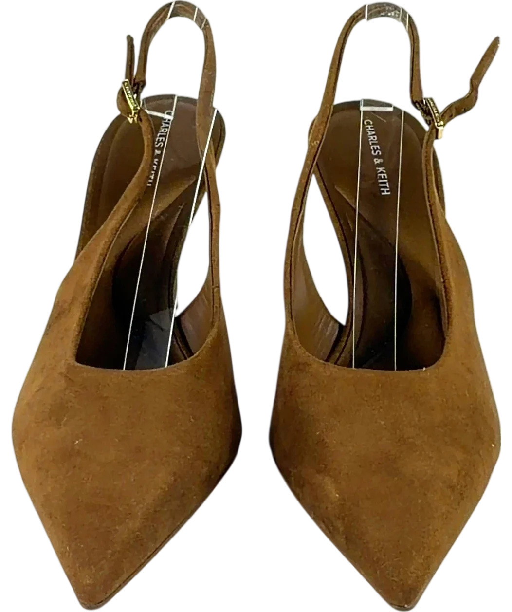 Charles & Keith Brown pointed slingback heels, size UK 7 EU 40 👠 — detail
