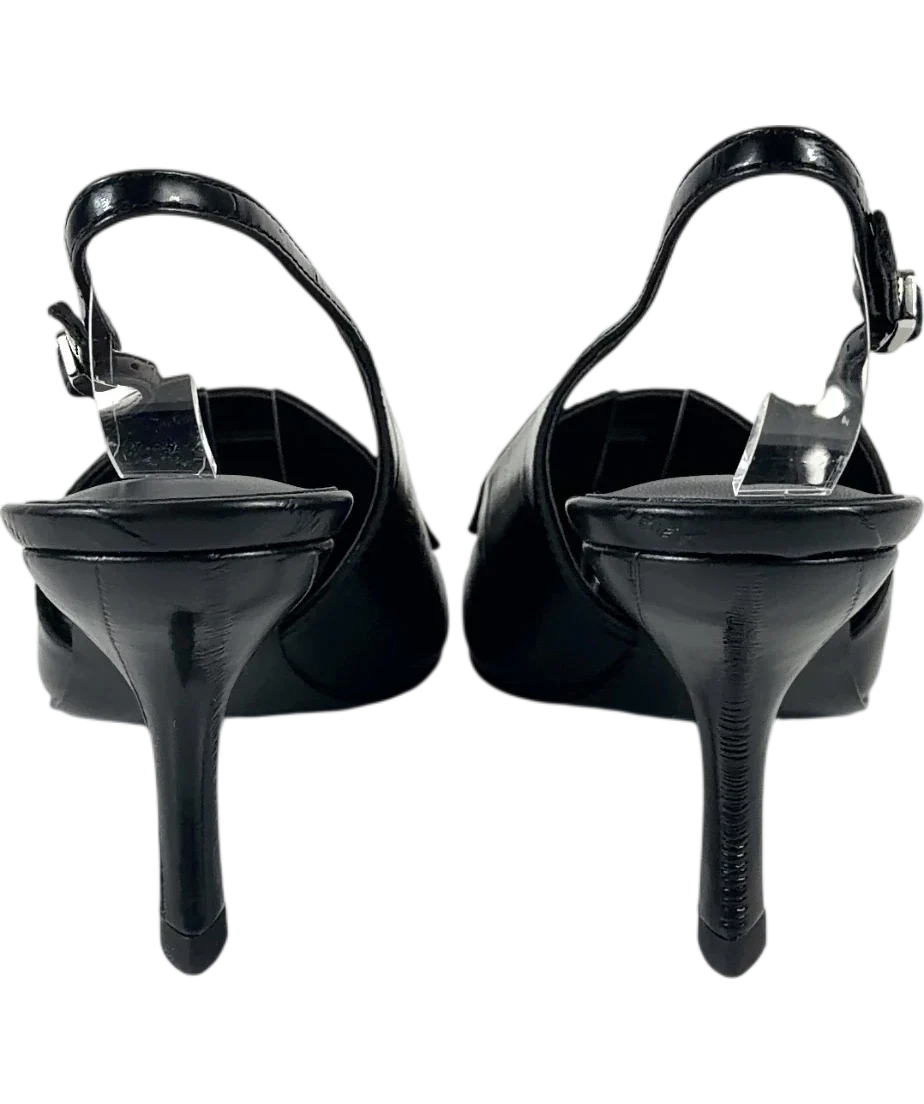 Charles & Keith Black Griselda Eel-Effect Slingback Pumps, size UK 7 EU 40 👠 — back