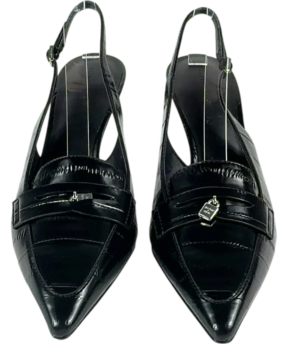 Charles & Keith Black Griselda Eel-Effect Slingback Pumps, size UK 7 EU 40 👠 — detail