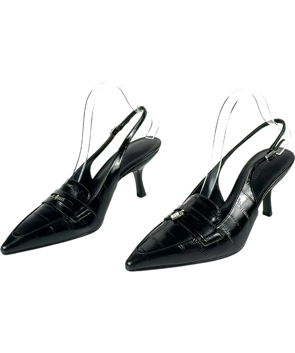 Charles & Keith Black Griselda Eel-Effect Slingback Pumps, size UK 7 EU 40 👠 — label