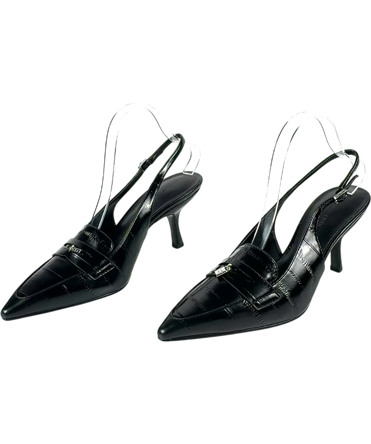 Charles & Keith Black Griselda Eel-Effect Slingback Pumps, size UK 7 EU 40 👠 — label