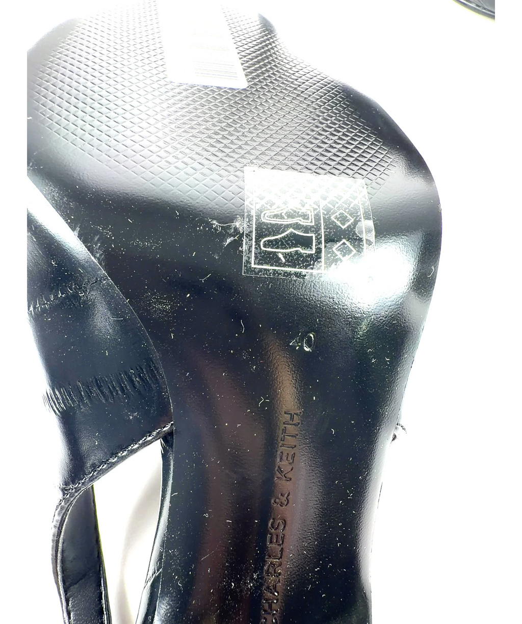 Charles & Keith Black Griselda Eel-Effect Slingback Pumps, size UK 7 EU 40 👠 — additional view