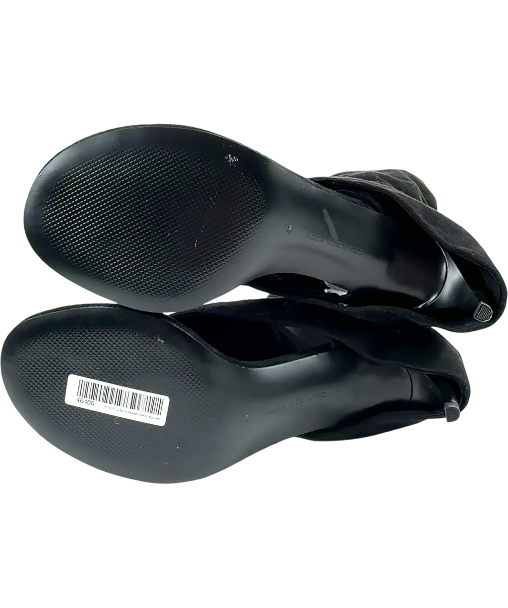 Charles & Keith Black Aether Faux Suede Thong Boots, size UK 7 EU 40 👠 — view 8