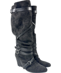Jaded London Black Vione Slouch Wedge Boots, size UK 7 EU 40 👠 — front
