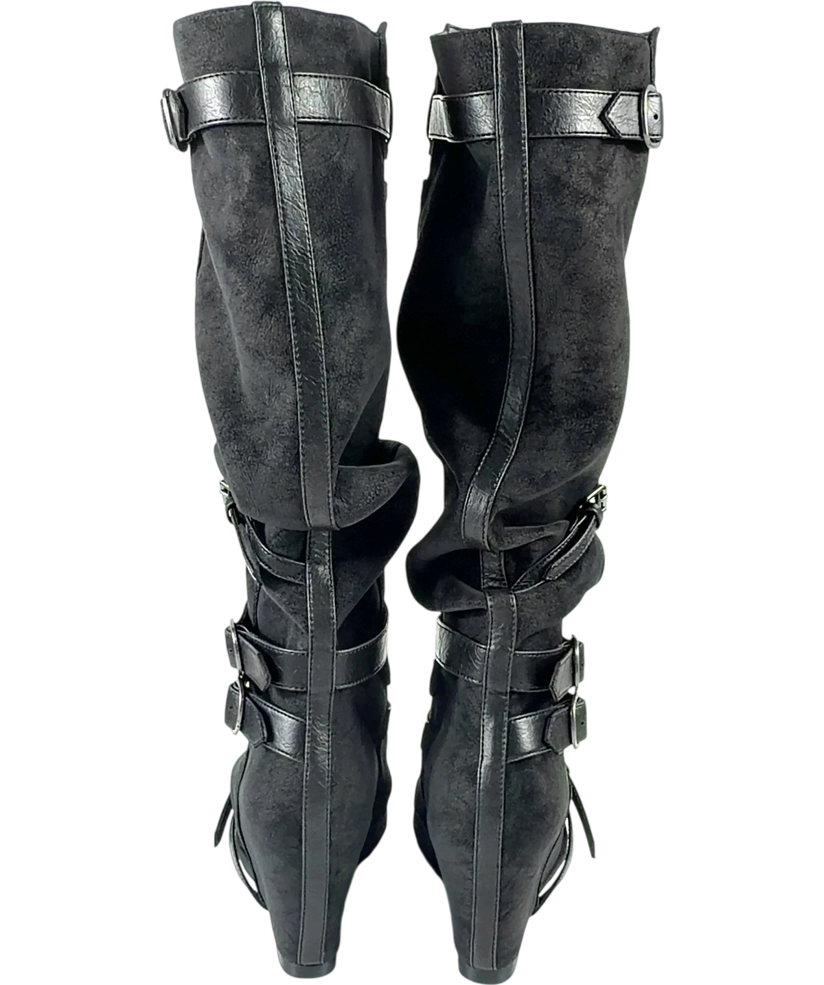 Jaded London Black Vione Slouch Wedge Boots, size UK 7 EU 40 👠 — back