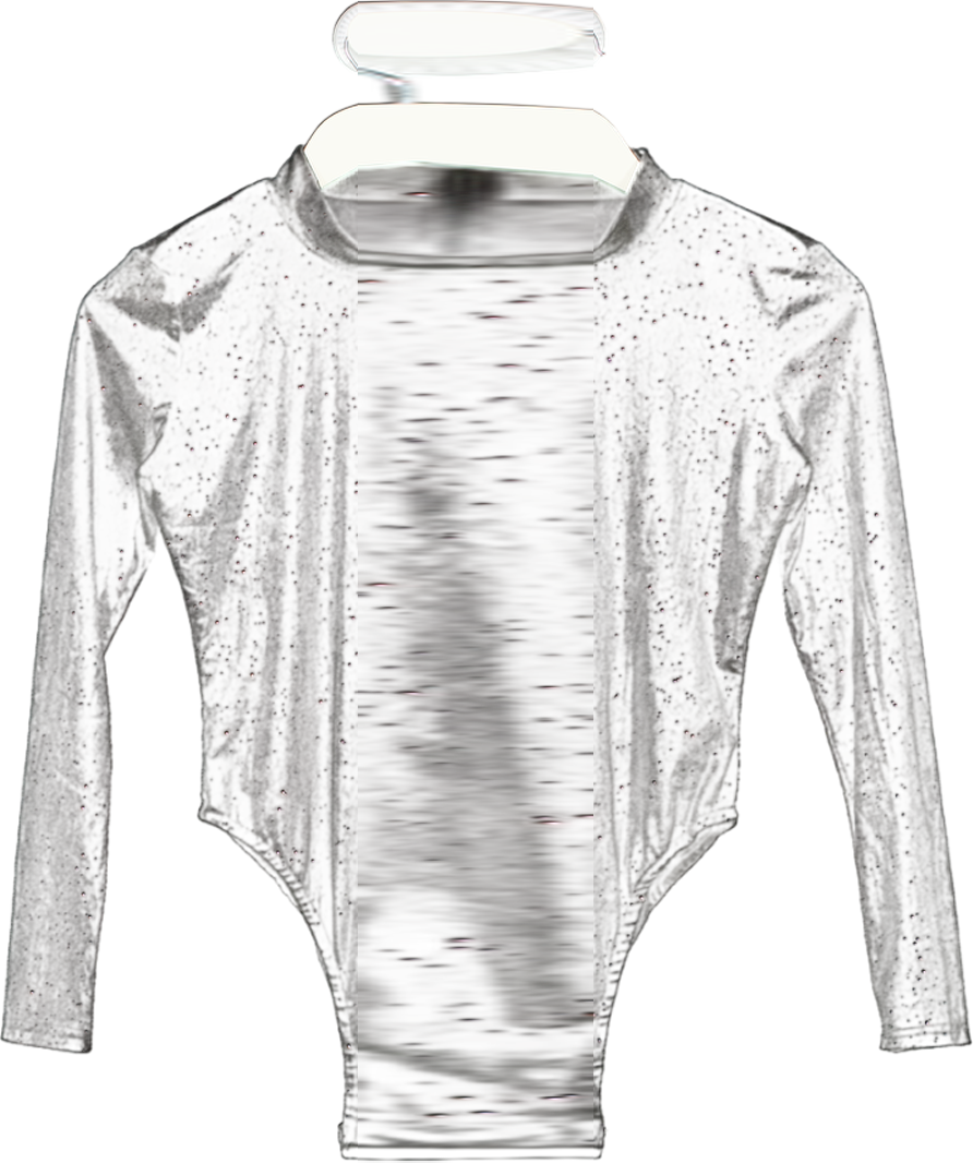 MESHKI Black Gitter Velvet Long Sleeve Bodysuit UK S