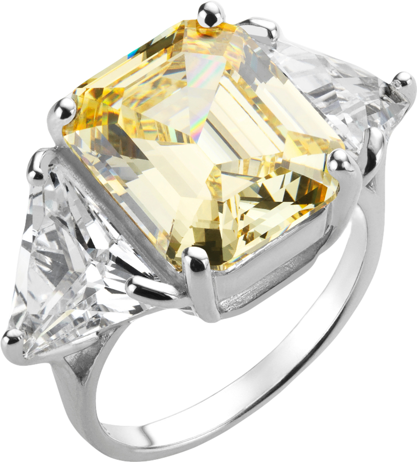 Heavenly London Metallic 925 Sterling Silver  / Cubic Zirconia Limoncello Ring SZ K