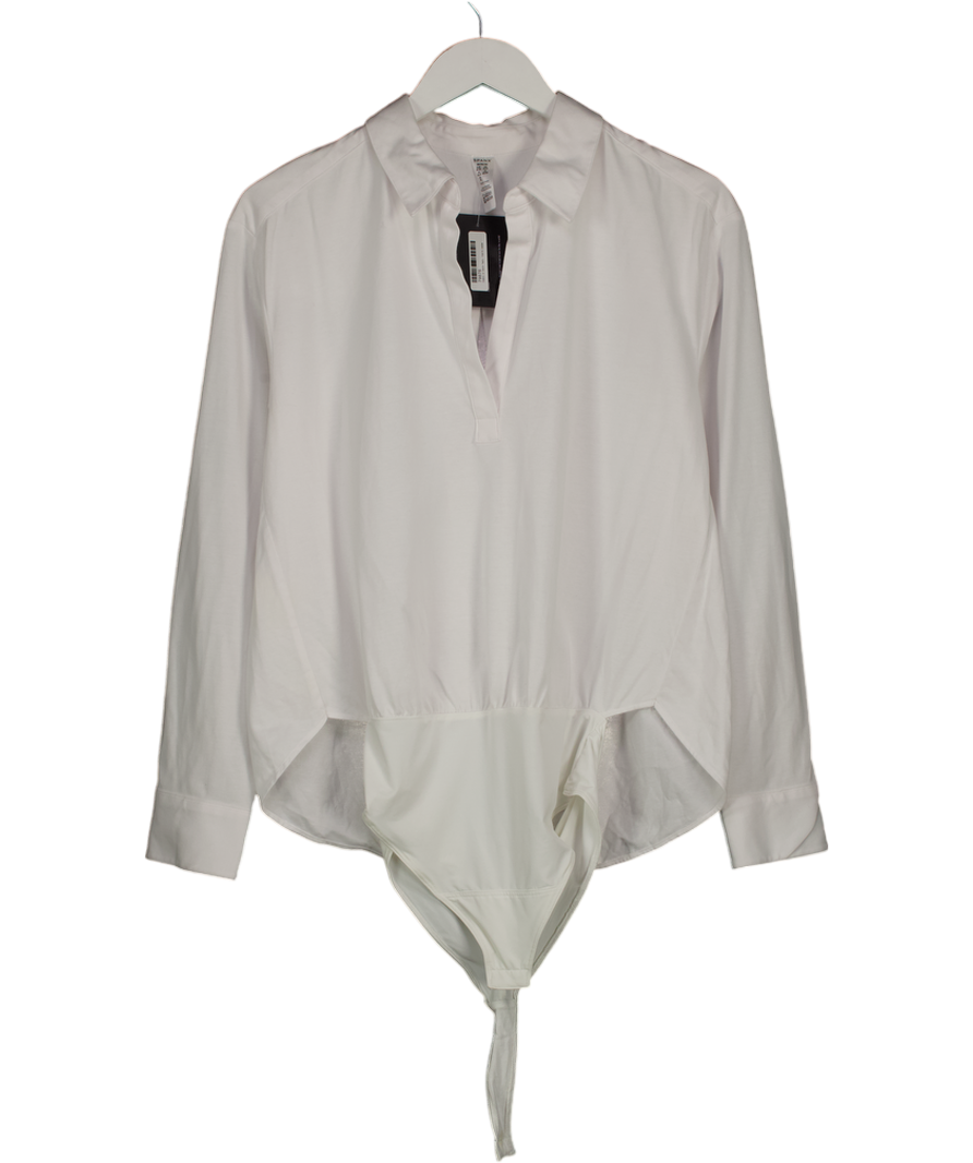 Spanx White Classic Shirt Style Bodysuit UK M