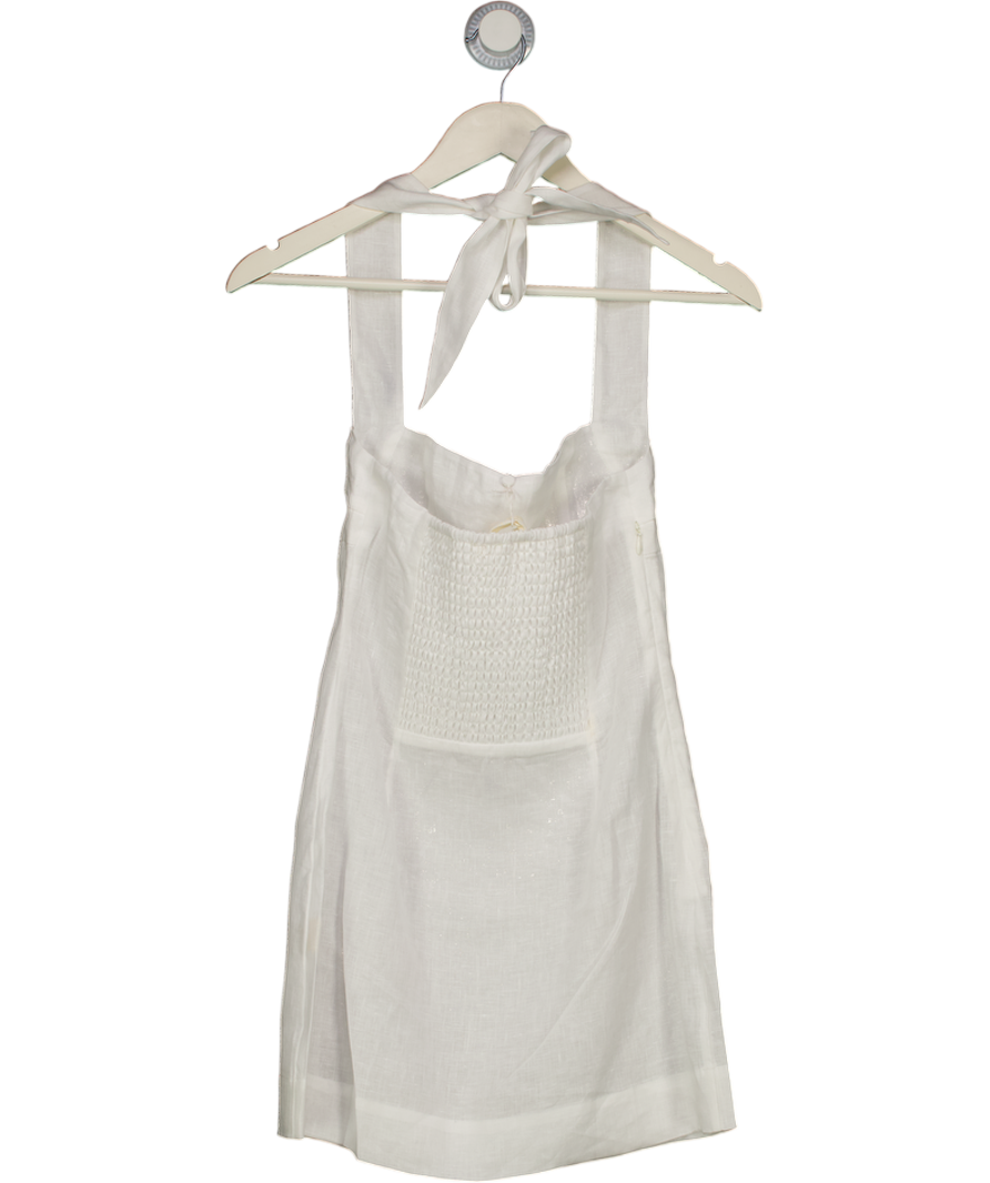 MONDAY SWIMWEAR Montserrat Mini Dress - White Linen Szp UK XS