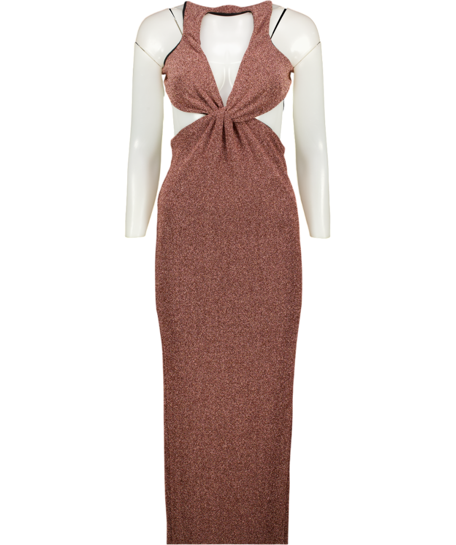 Natalie Rolt Metallic Cut Out Maxi Dress UK S