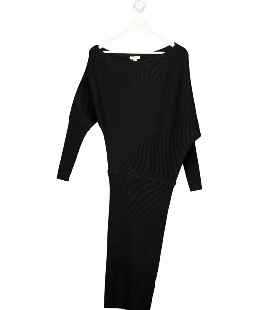 REISS Lara Off-the-shoulder Ribbed Midi Dress In Black UK S