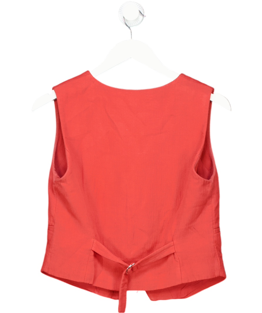 ZARA Red V Neck Button Fronted Waistcoat UK S