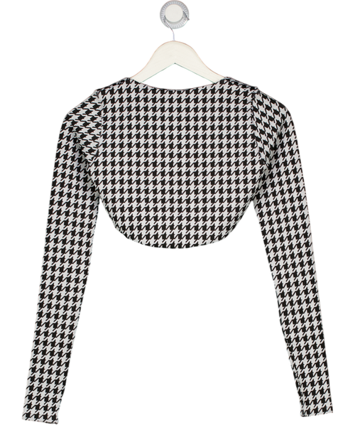 ASTORIA ACTIVEWEAR Black Seamless Knit Shrug - Black/grey Houndstooth UK S